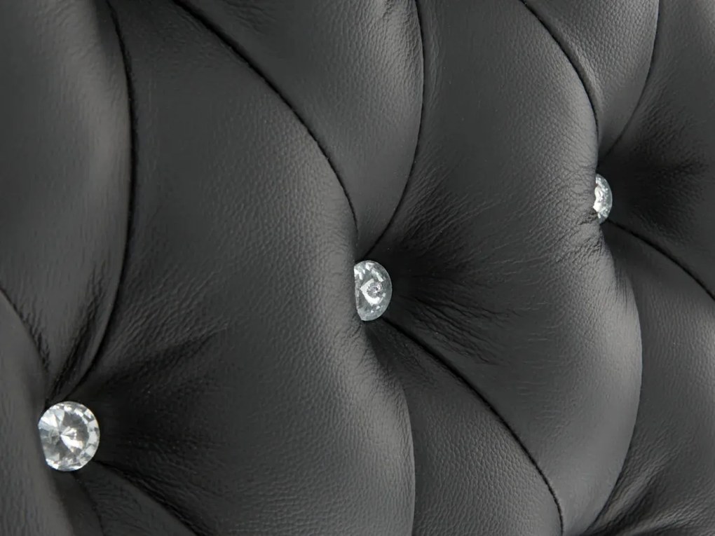 furniture-nabytek.cz - Masívny taburet Chesterfield Kingsfield z pravej kože, čierny – 61×46×43 cm