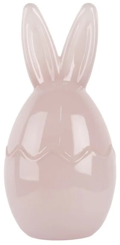 Ružová sklenená dóza s vekom v tvare vajcia so zajačími uškami – Ø 9*17 cm