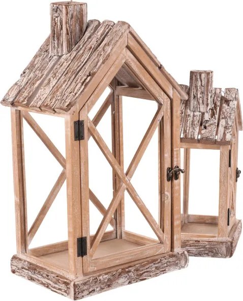 Set dvoch drevených lampášov hnedý DA219 (2 ks)