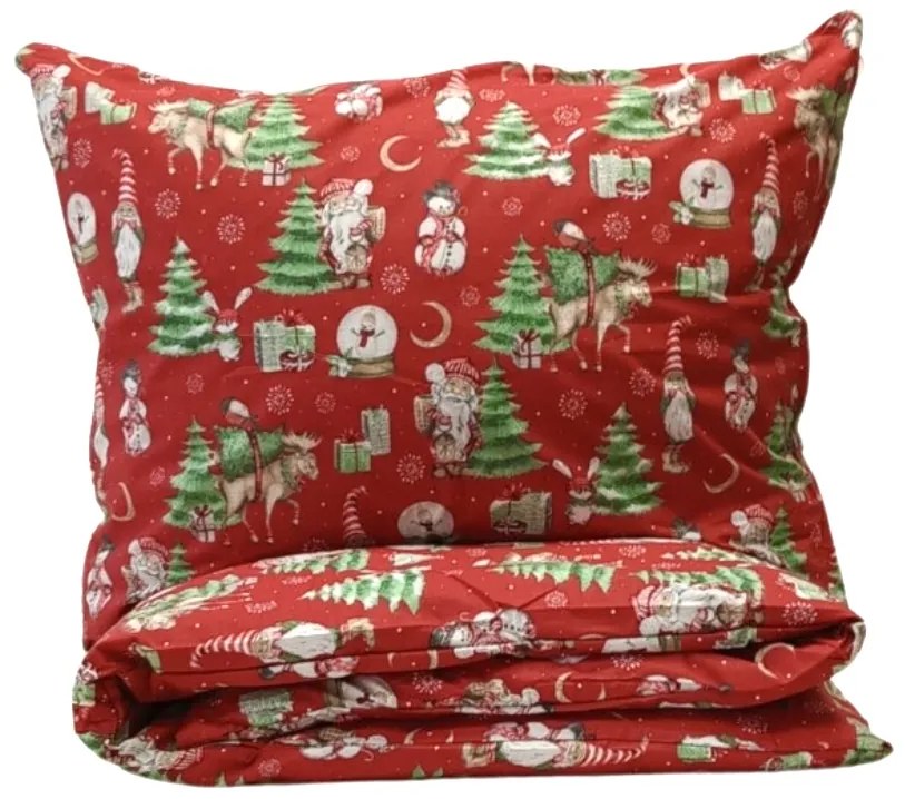 Obliečky bavlnené Vianočné obliečky Santa Claus TiaHome - 1x Vankúš 90x70cm, 1x Paplón 140x200cm