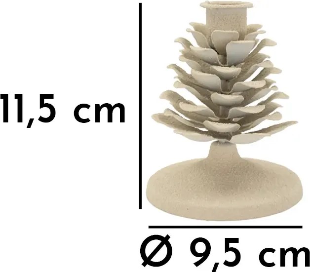Kovový svietnik Pigna 11 cm krémový