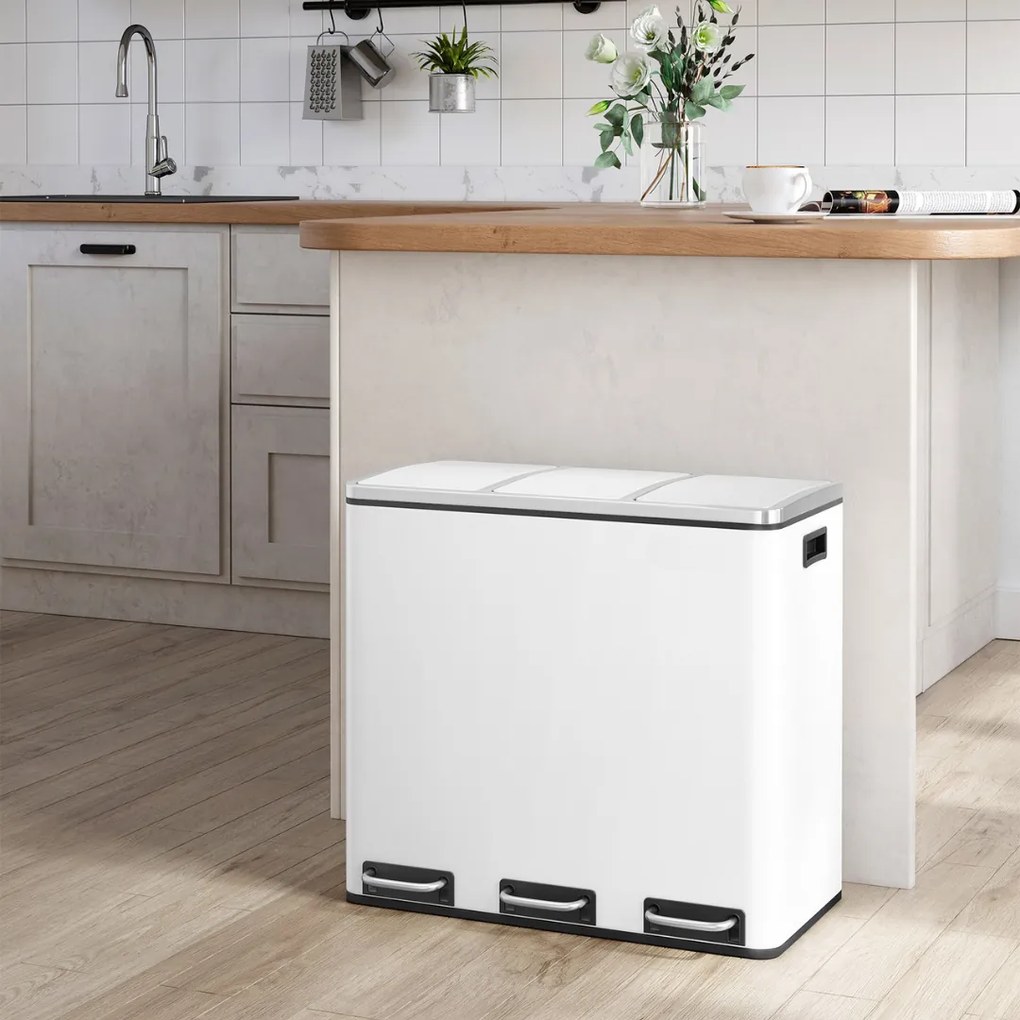 Kôš na separovanie odpadu SORT 54l (3x18 l) + vrecia na odpadky, biela Jurhan