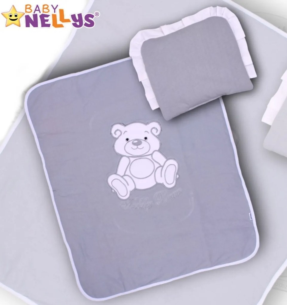 Sada do kočíka jersey Medvedík Teddy Baby Nellys - sivá