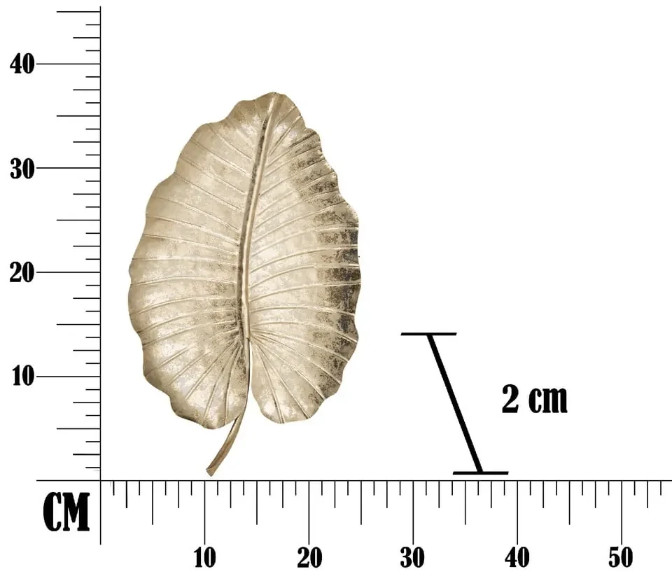 Dekorácia v zlatej farbe Mauro Ferretti Leaf, 35,5 × 23 cm