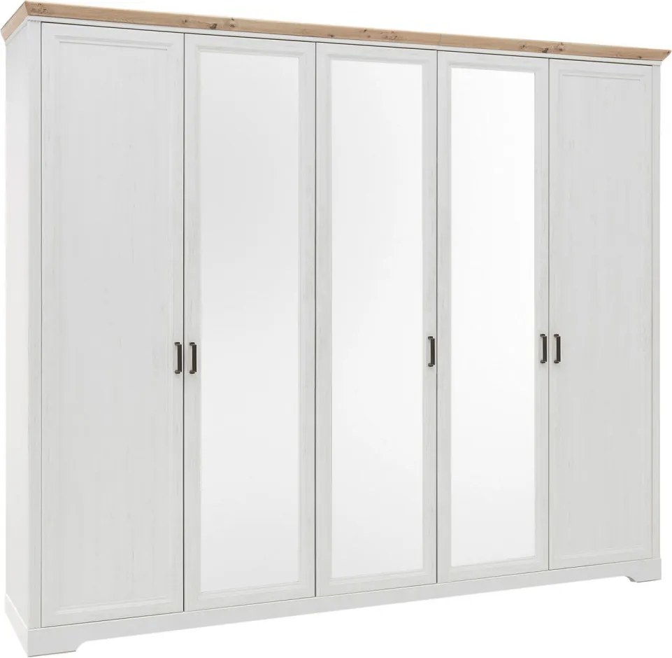 Šatníková skriňa Jasmin, 264 cm, borovica, dub anderson