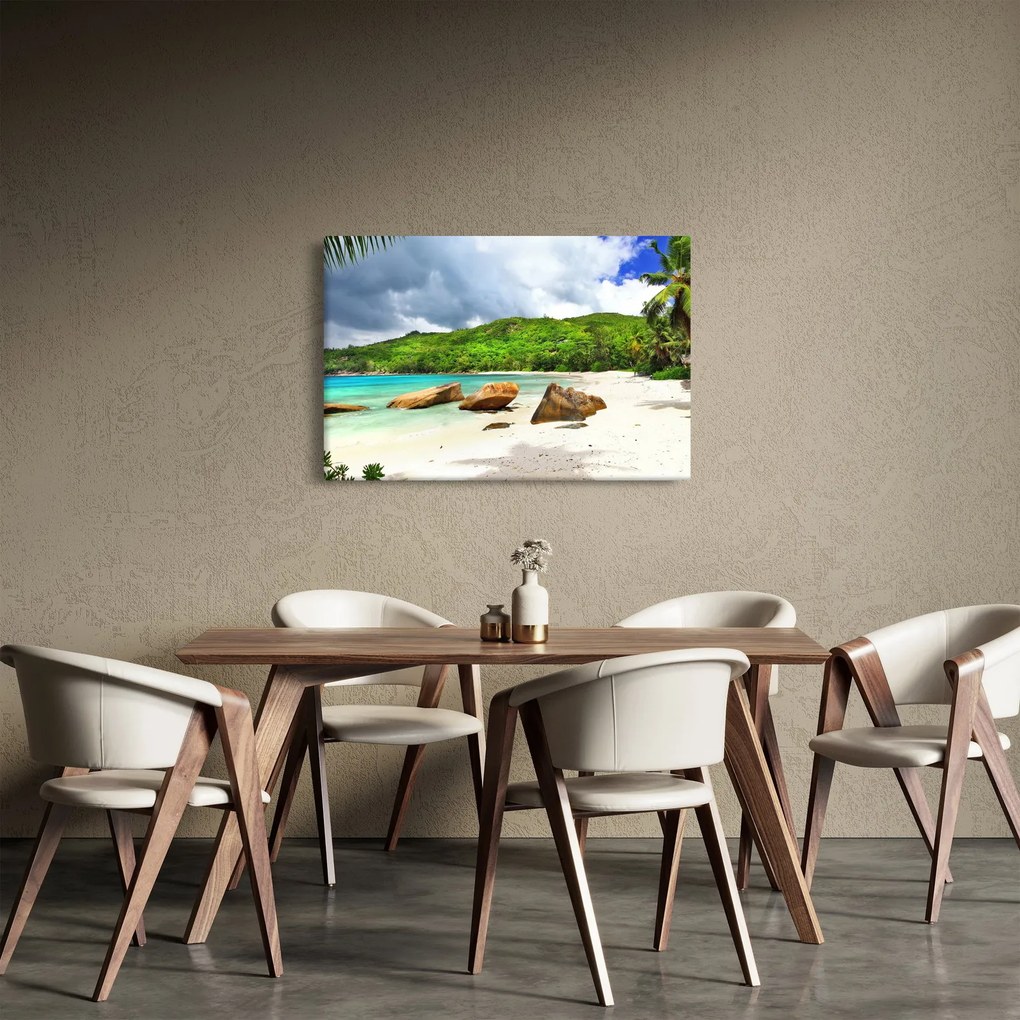 Obraz - Seychely, pláž Takamaka (90x60 cm)