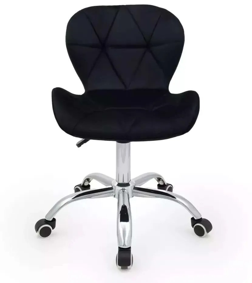 LuxuryForm DESIGN Stolička LIVIO VELUR na striebornej podstave s kolieskami - čierna