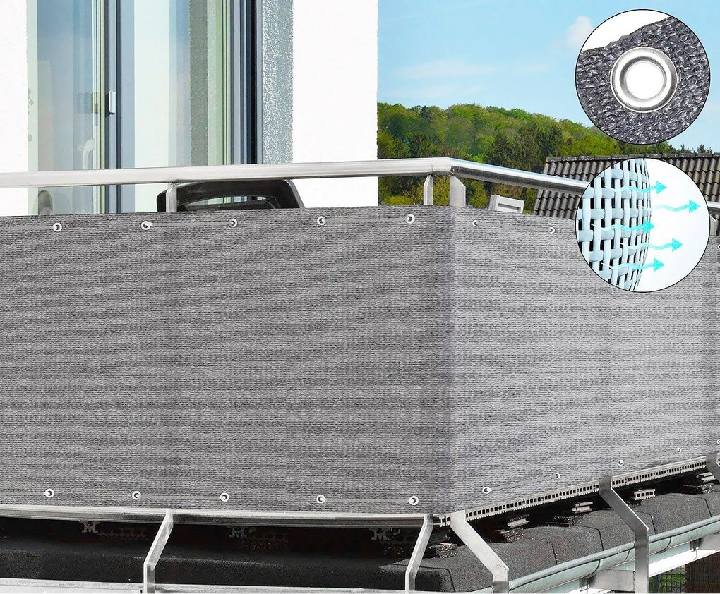 Bluegarden, vodeodolný balkónový poťah 2x10 m PE, šedý, OGR-05502
