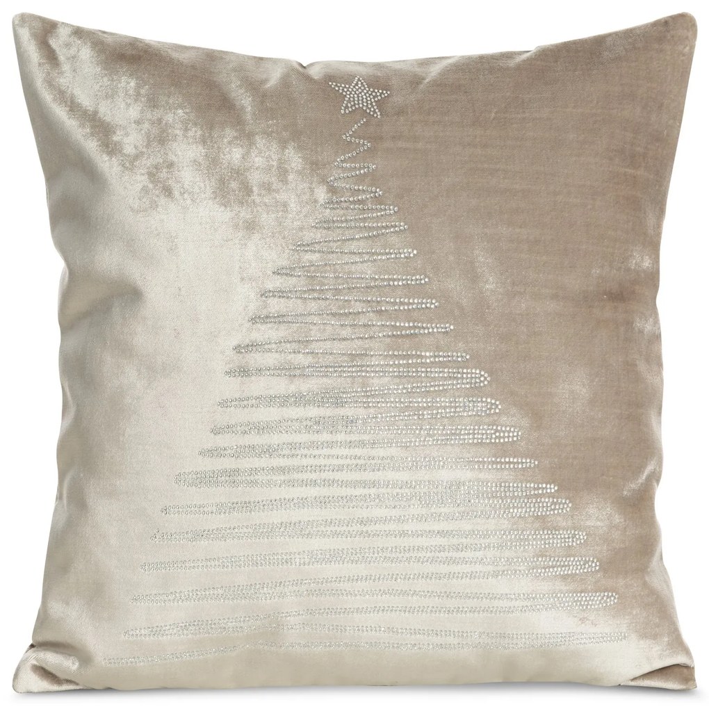 VIANOČNÁ DEKORAČNÁ OBLIEČKA NA VANKÚŠ ROYAL4 45X45 CM BÉŽOVÁ