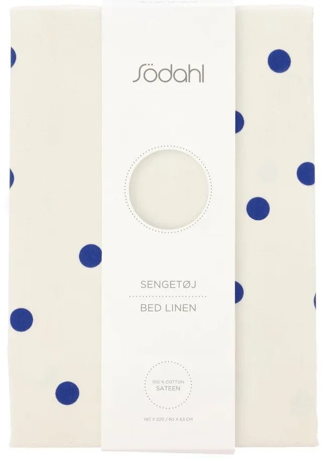 Modré/krémové obliečky na jednolôžko z bavlneného saténu 140x200 cm Solaris – Södahl