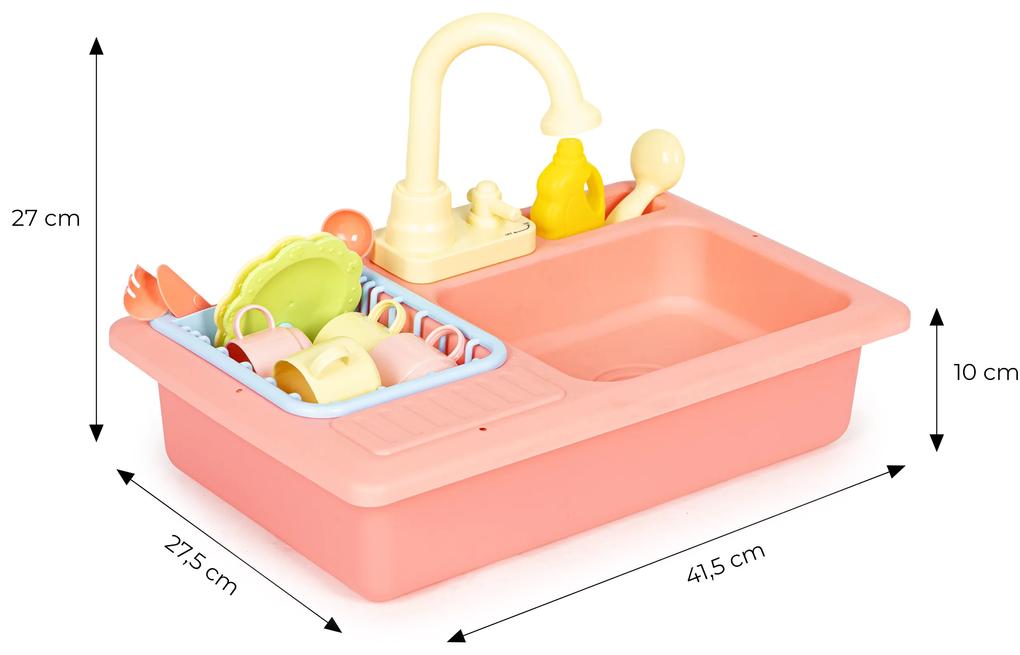 MULTISTORE Umývadlo s kohútikom naplneným vodou 12 doplnkov detská hračka