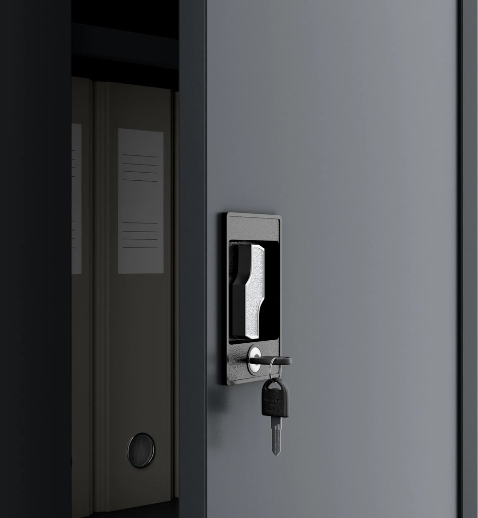 Kovová kancelárska skriňa antracitová JAN II D600 1150 x 1850 x 600 mm