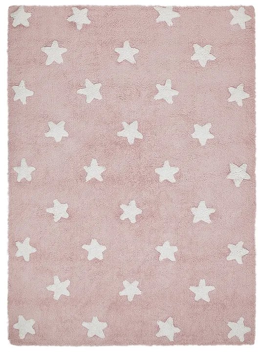 Lorena Canals, Prírodný koberec, ručne tkaný Stars Pink-White, 120x160, ružová, detská izba