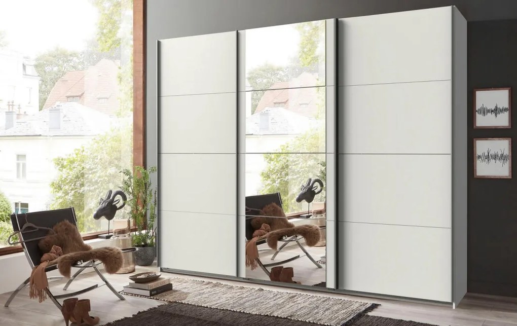 Šatníková skriňa Bern, šírka 270 cm/extra výška 236 cm, biela