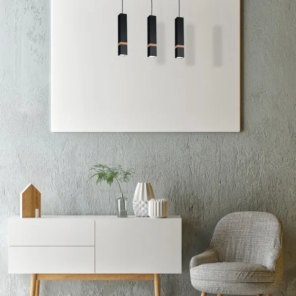 Luster na lanku VIDAR 3xGU10/25W/230V čierna