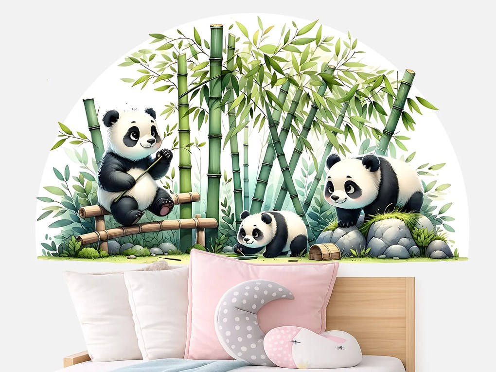 Pandy a vetvičky textilní prelepiteľné nálepky na stenu hárok 47 x 27 cm