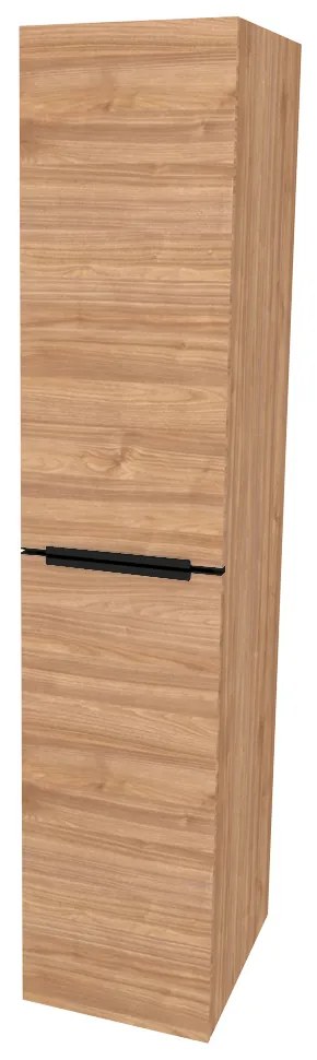 Mereo Mailo, kúpeľňová skrinka vysoká 170 cm, čierne madlo, Multidecor, Light Select Walnut, MER-CN594LPBLSW1