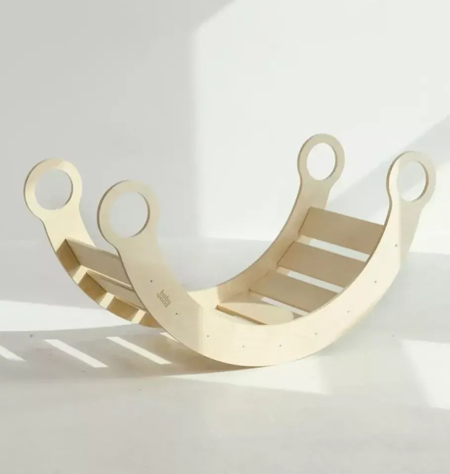 Montessori drevená hojdačka prírodná L Biela