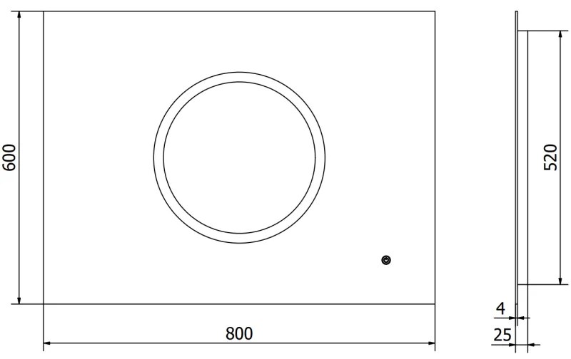 Mexen Koga, LED kúpeľňové zrkadlo s podsvietením 80 x 60 cm, 6000K, ochrana proti zahmlievaniu, 9821-080-060-611-00