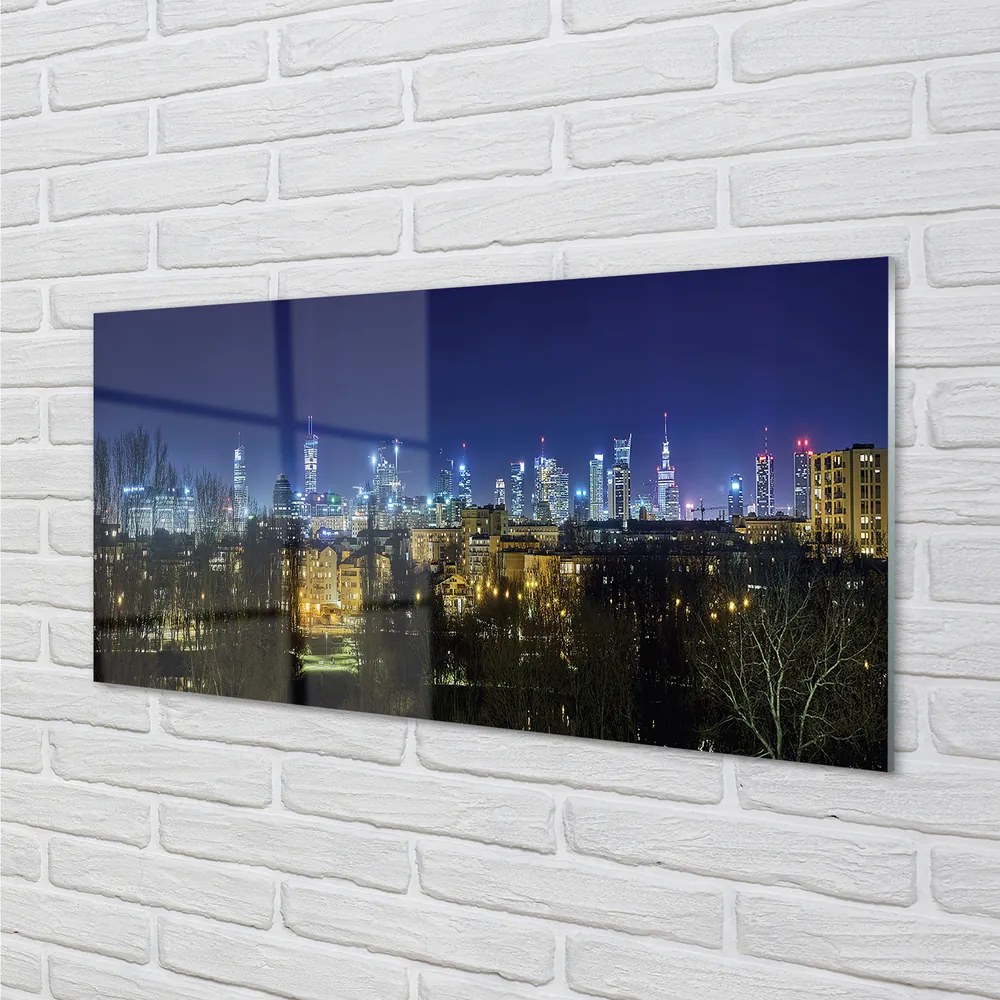 Obraz na akrylátovom skle Nočná panoráma varšavy 140x70 cm