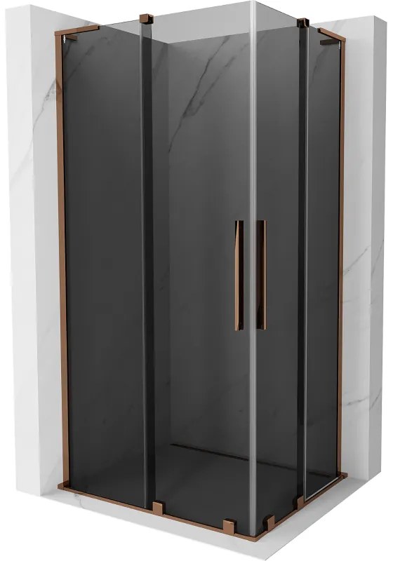 Mexen Velar L Duo, sprchový kút s posuvnými dverami 90 x 80 cm, 8mm šedé sklo, ružové zlato, 871-090-080-02-43-60