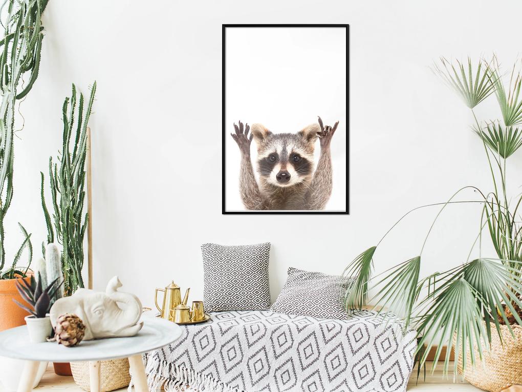 Artgeist Plagát - Raccoon [Poster] Veľkosť: 40x60, Verzia: Zlatý rám s passe-partout