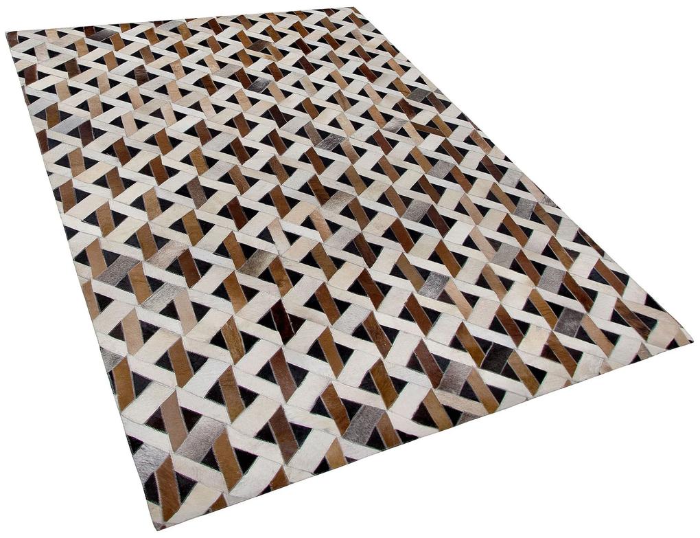 Kožený koberec 140 x 200 cm hnedá/sivá TUGLU Beliani
