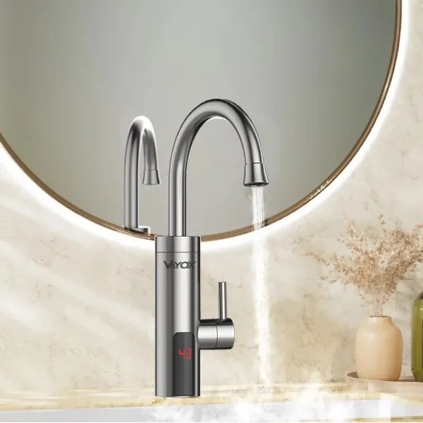 Prietokový ohrievač vody s LED displejom 3000W/230V IPX4 nerezová oceľ