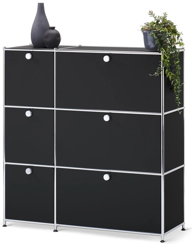 Komoda »CN3« so 6 výklopnými dvierkami, čierna