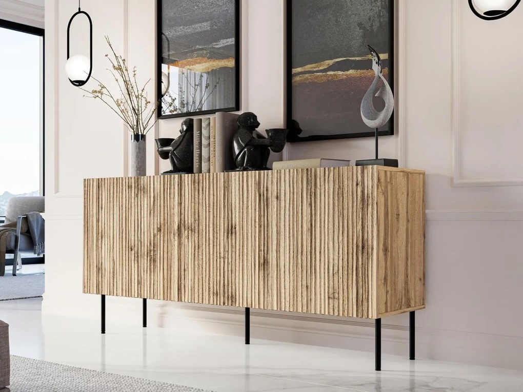 Komoda Lameller 152, Farby: biela / biela + čierna