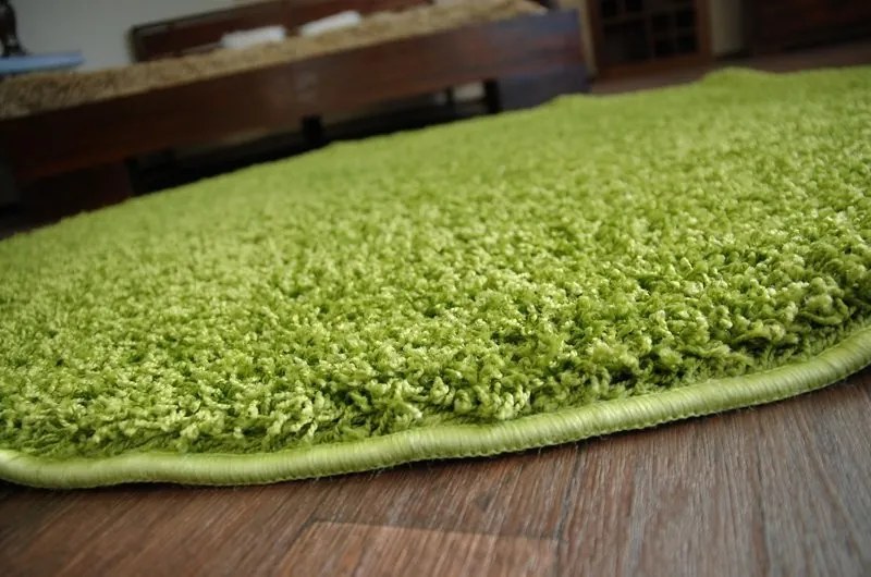 Guľatý koberec SHAGGY HIZA 5 cm zelený