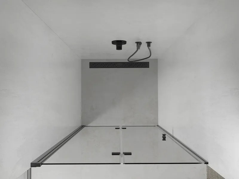 Mexen Lima, skladacie sprchové dvere do otvoru 80 x 190 cm, 6mm číre sklo, čierny profil, 856-080-000-70-00