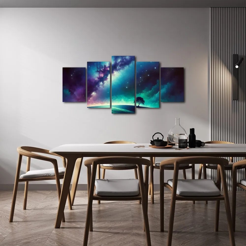 5-dielny obraz strom života pod hviezdami