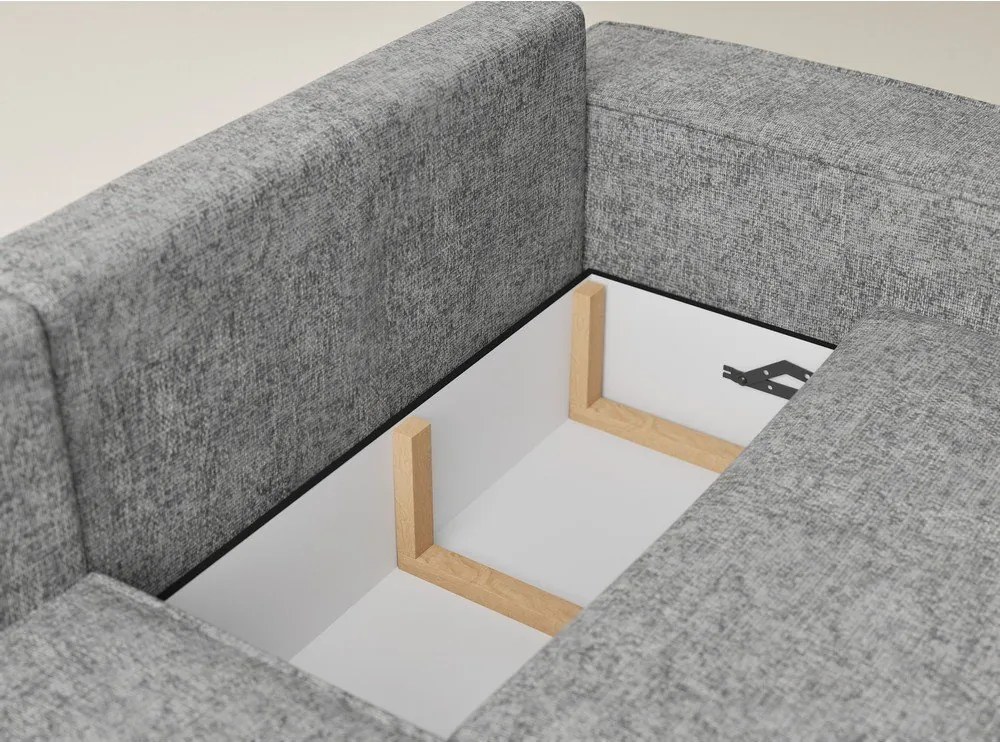 Sivá ženilková rozkladacia/s úložným priestorom rohová pohovka (ľavý roh/do L) Tonga – Maison de Rêve