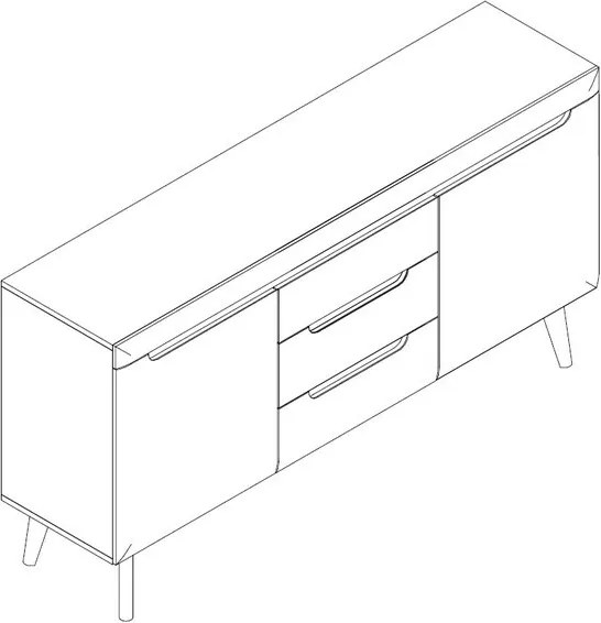 Široká komoda Nordi, dub riviéra/biela lesk