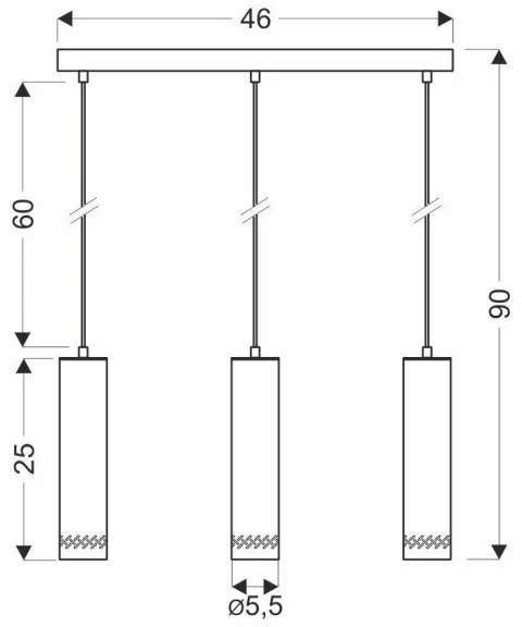 Luster na lanku TUBO 3xGU10/25W/230V