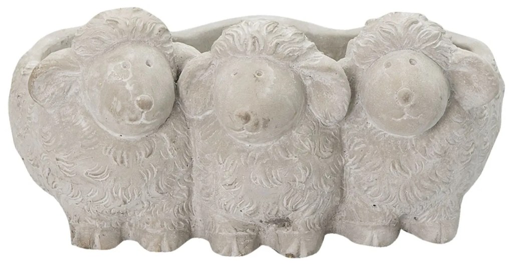 Šedý kvetináč s ovciami - Ø 26*20*12 cm