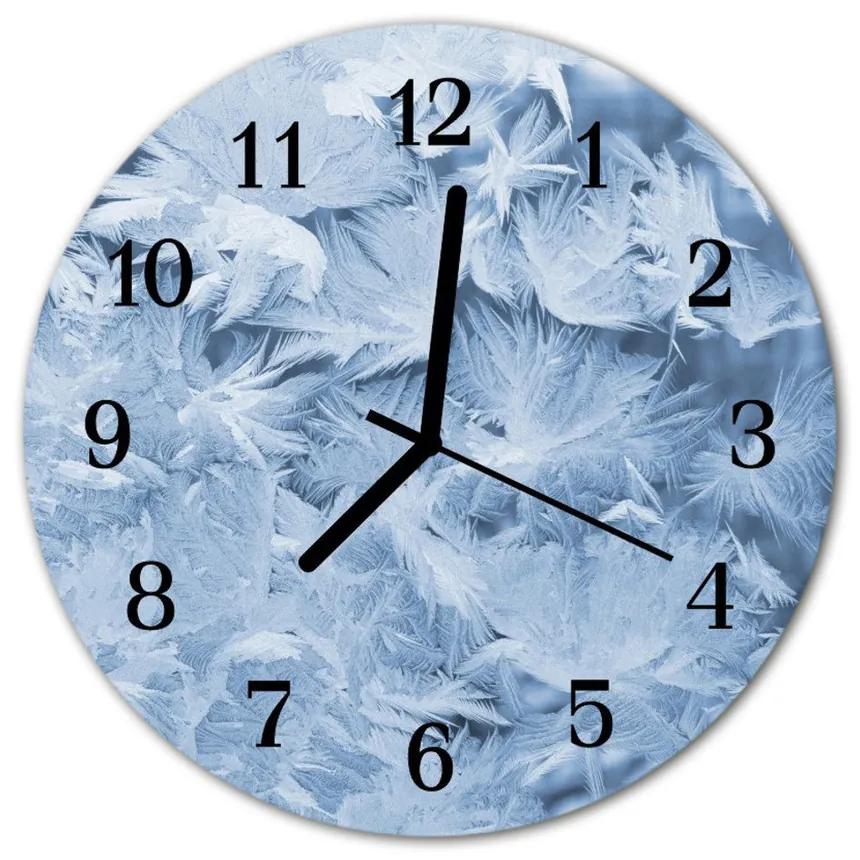 Nástenné sklenené hodiny Snehové vločky fi 30 cm