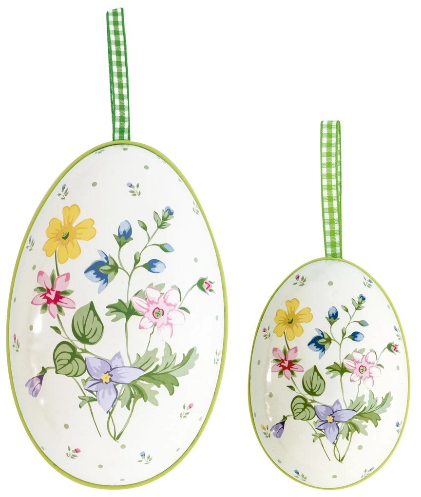 GREEN GATE Plechové veľkonočné vajíčka Karolina White – set 2 ks