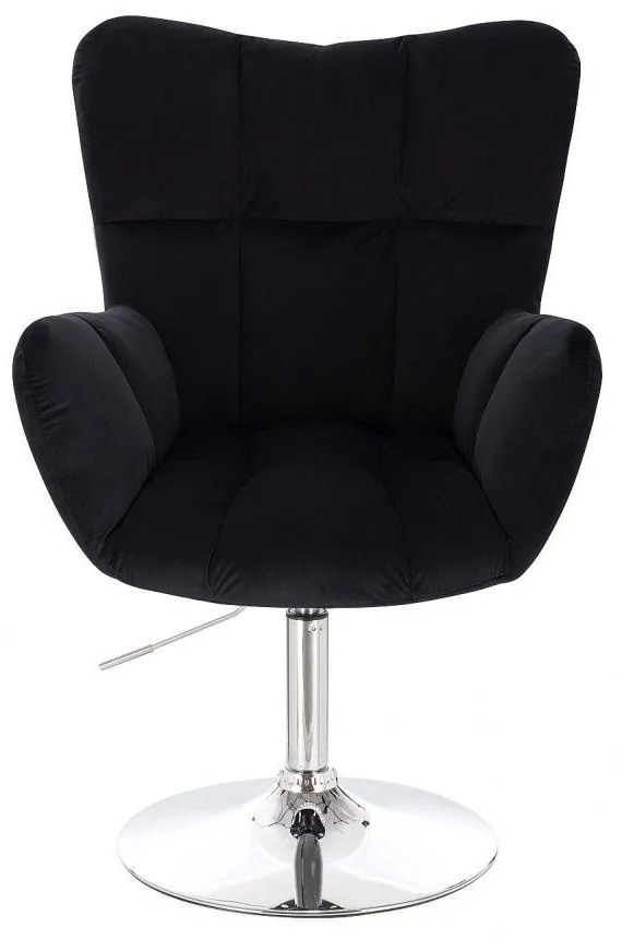 LuxuryForm DESIGN Otočné kreslo AURORA VELUR na striebornom tanieri - čierne