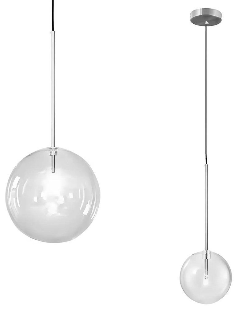 Toolight Toolight, sklenené guľové závesné stropné svietidlo 20cm, APP1684-1CP, chrómová, OSW-04304