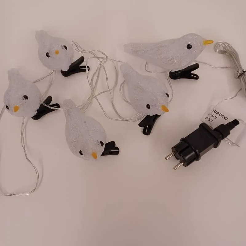 DECOLED LED světelní ptáčci, akryl, 5 ks, teple bílá