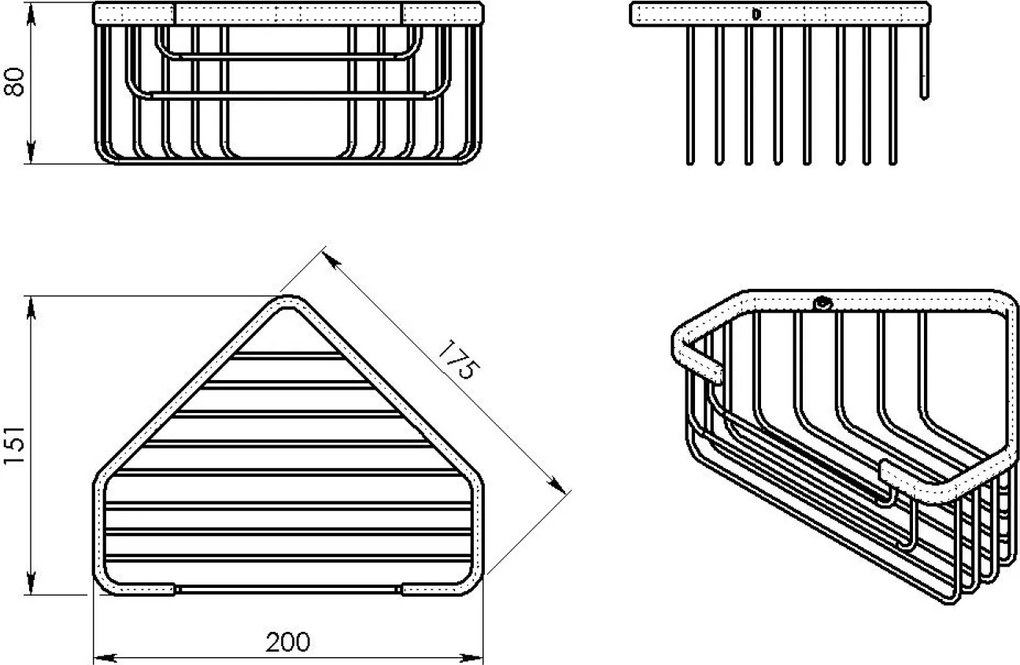 Gedy Gedy, SMART polica rohová, 200x80x151mm, bronz, 2483-44