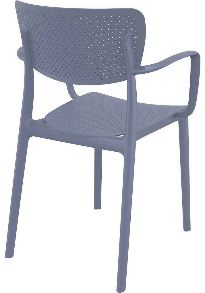 LOFT záhradná stolička s podrúčkami dark grey