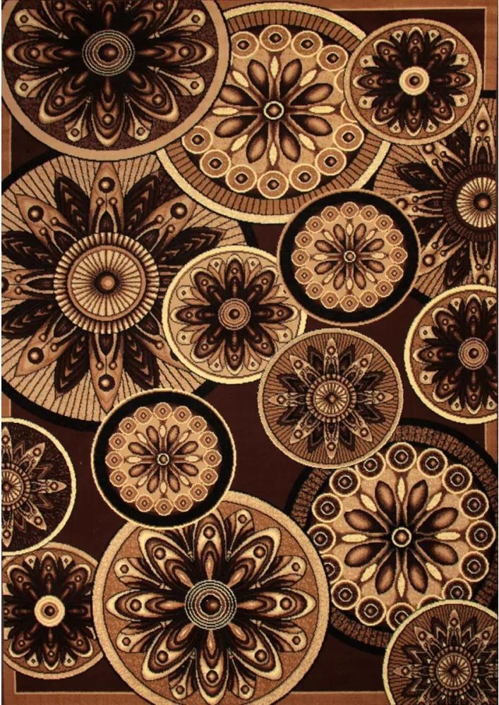 Kusový koberec PP Velké kvety hnedý, Velikosti 60x110cm
