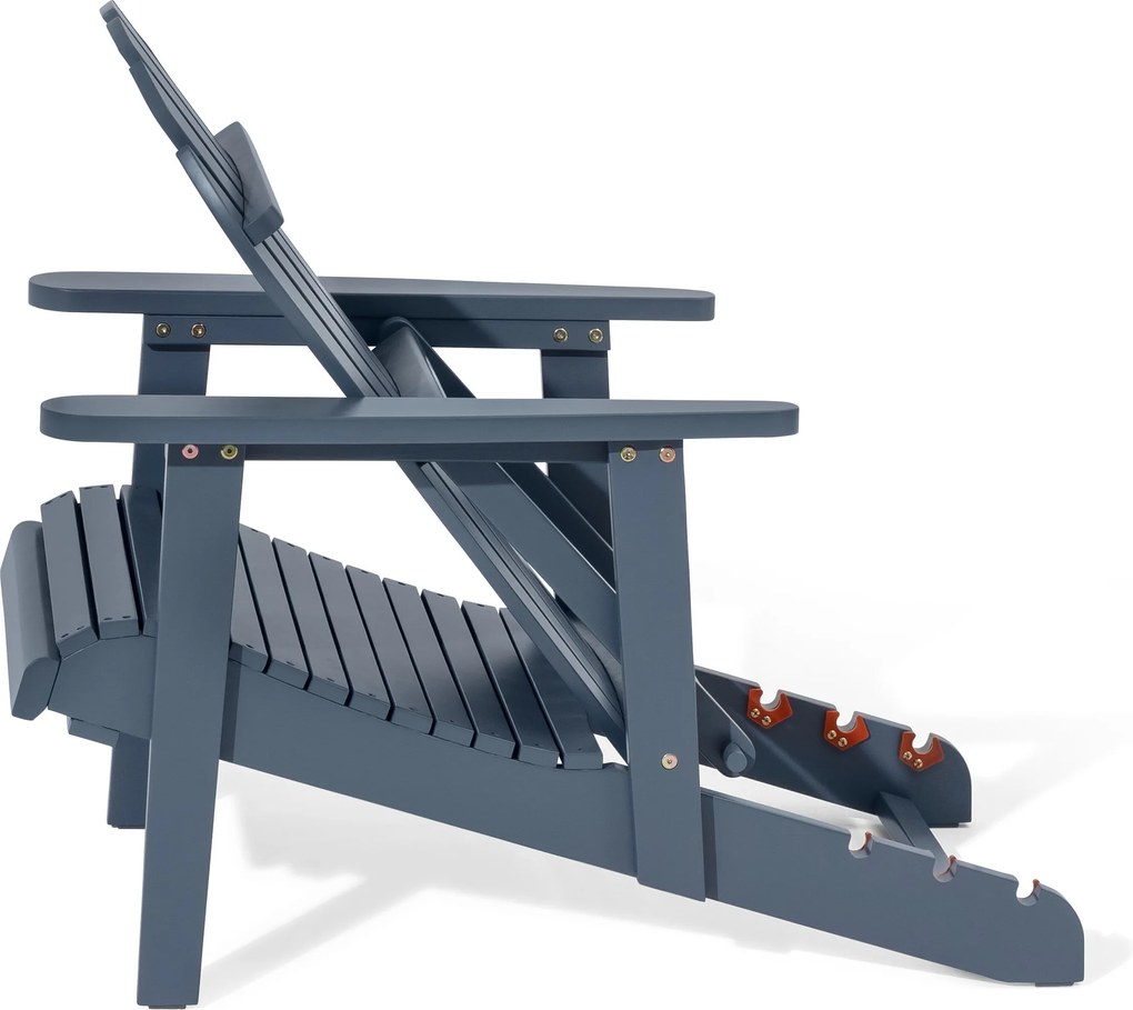 Adirondack relaxačné kreslo s vyťahovacou opierkou nôh, modré