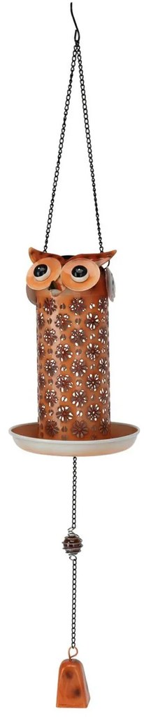 Závesné kŕmidlo pre vtáky Owl, 75x13 cm, kov, viacfarebná