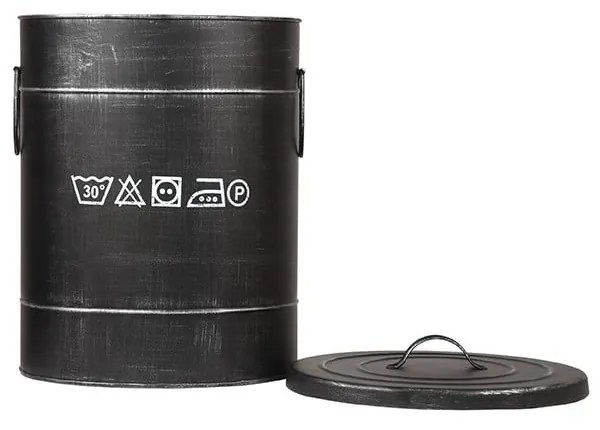 Čierny kovový kôš na špinavé prádlo LABEL51, ⌀ 32 cm