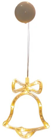 ACA Lighting LED vianočné zvonček do okna, teplá biela farba, IP20, 3xAAA, prísavka