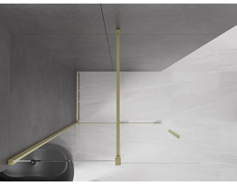 Mexen Velar, posuvné dvere do otvoru typ Walk-In 150 cm, 8mm číre sklo, zlatá matná, 871-150-000-03-55